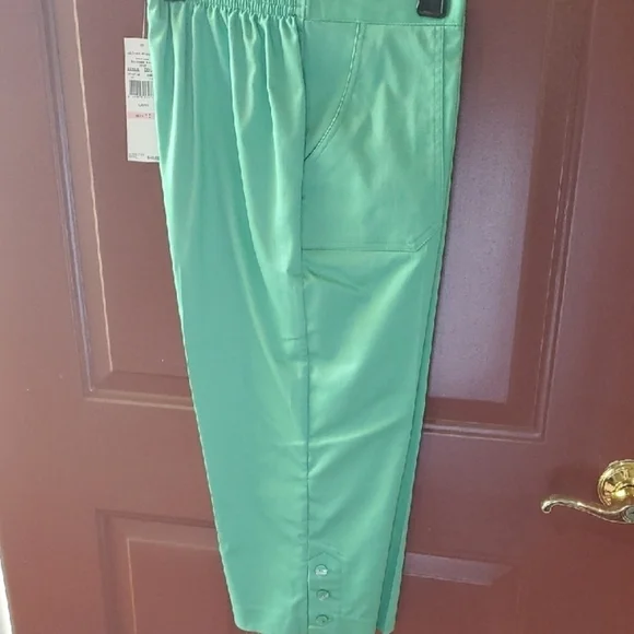 Alfred Dunner Floral Top LARGE & Green Classic Capris Size 10 - Picture 5 of 9